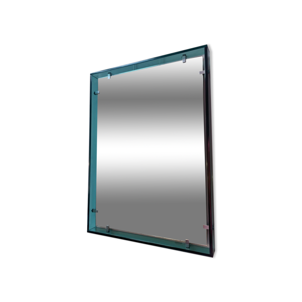 Miroir bleu rectangulaire italien du milieu du siècle