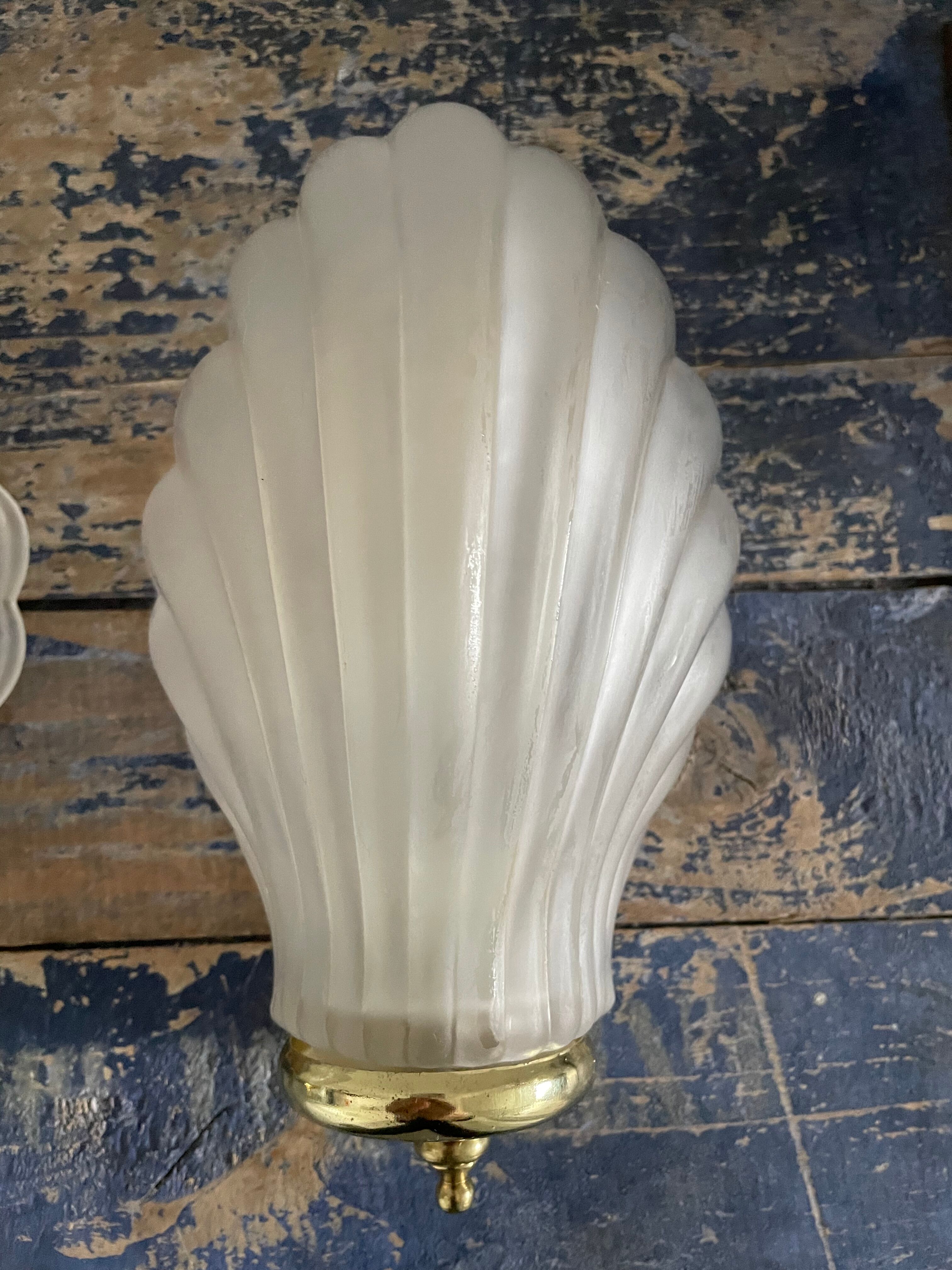 Pair of shell appliques or glass paste shells