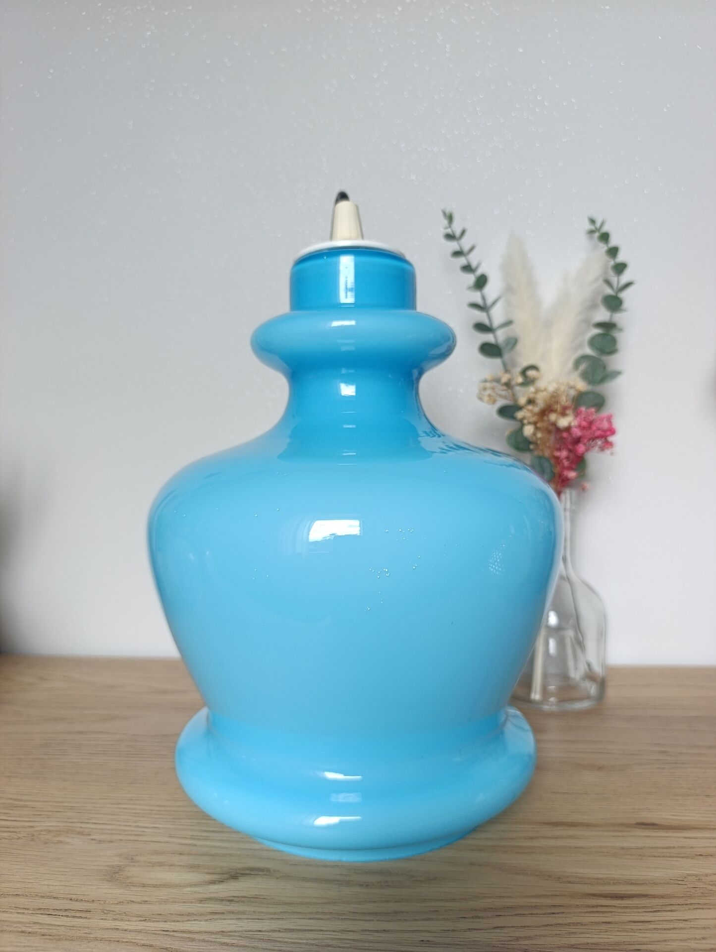 Vintage turquoise opaline glass pendant – 1960s/70s