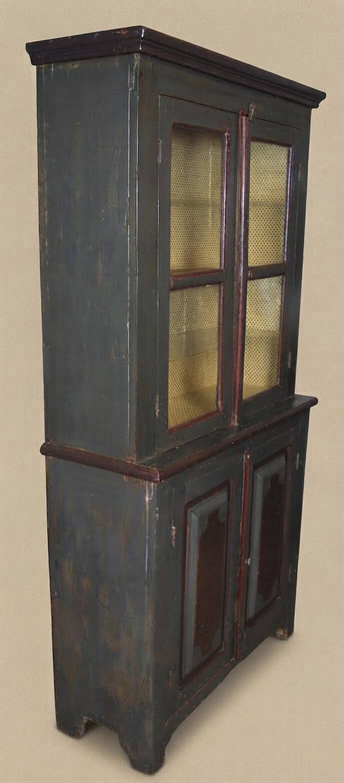 Antique display cabinet in patinated hardwood, 18th-19th century.