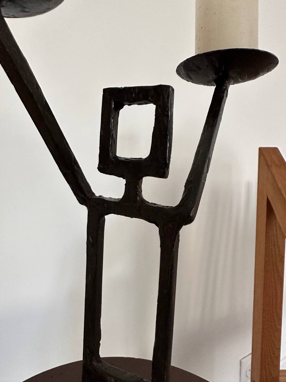 Vintage wrought iron anthropomorphic candle holder