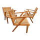 Chaises en bois brutalistes modernistes en paille, années 1940, ensemble de 3