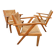 Chaises en bois brutalistes modernistes en paille, années 1940, ensemble de 3
