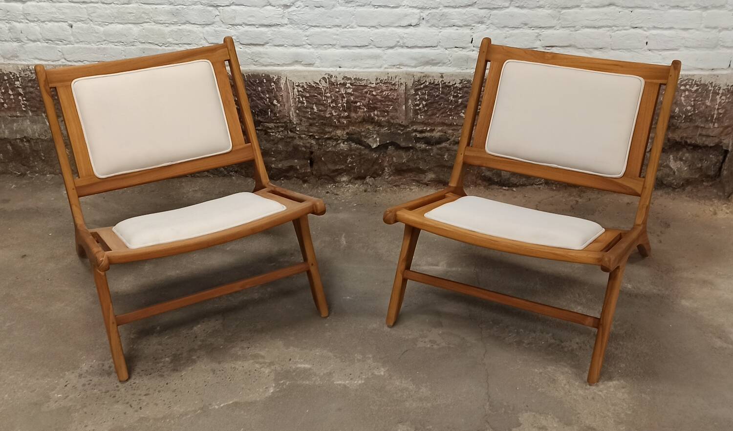 Pair of low wooden chairs