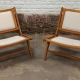 Pair of low wooden chairs