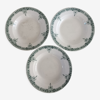 3 plates iron earth Digoin Sarreguemines Art Nouveau style
