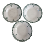 3 assiettes terre de fer Digoin Sarreguemines style Art nouveau