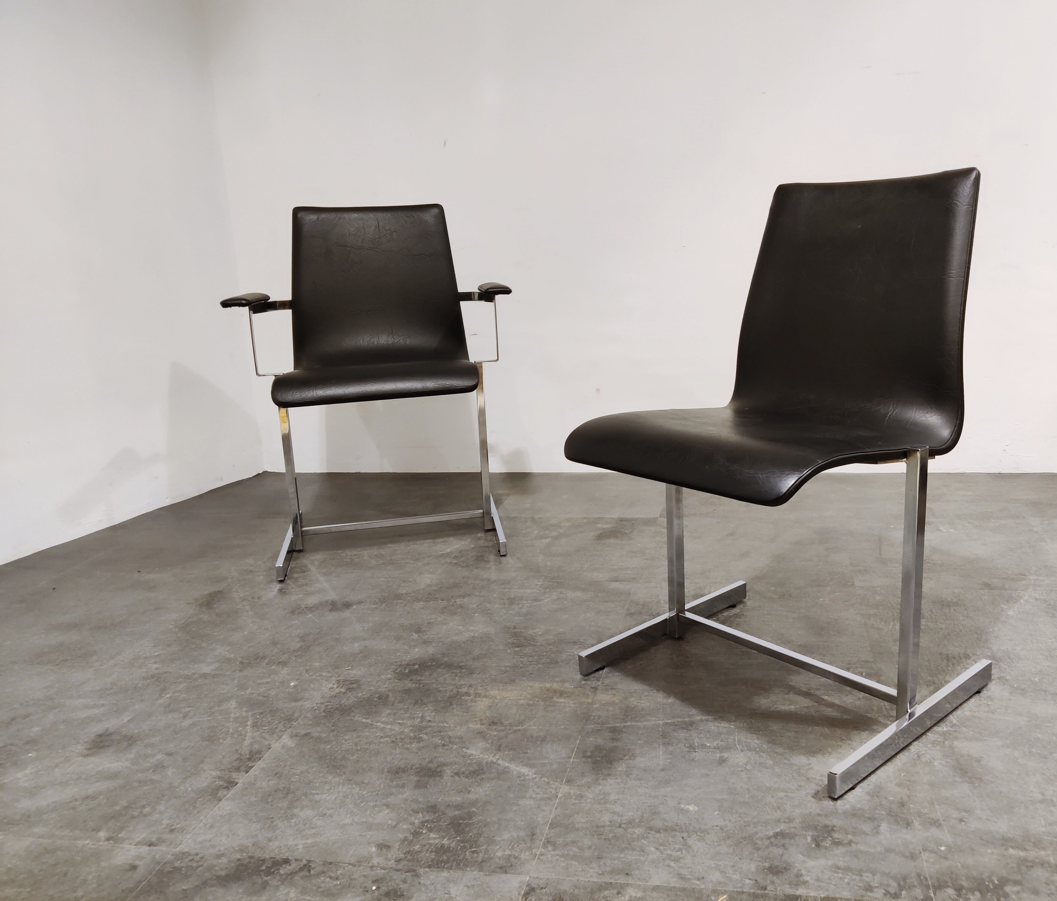 Vintage chrome dining chairs, 1970s