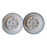 Set of 2 vintage coffee plates Brasilia Sarreguemines Digoin France hand-painted champfleury pattern