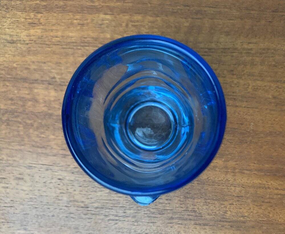 Blue glass vase model 20064 in Mid-Century style by Vladislav Urban for Hermanova Hut, 1960s.