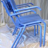 Pair of ultramarine blue garden or patio armchairs