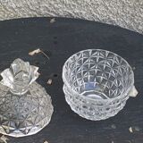 Candy box in the shape of pineapple, vintage transparent glass