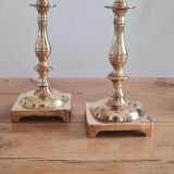 Pair of golden brass candle holders