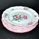 Set of 6 flat plates in Lunéville earthenware - Lamppost model with painted roses