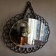 Vintage sun mirror in 60s rattan with rattan fastener 57x40cm