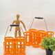 Set of 2 vintage orange plastic bottle holder baskets POLA,