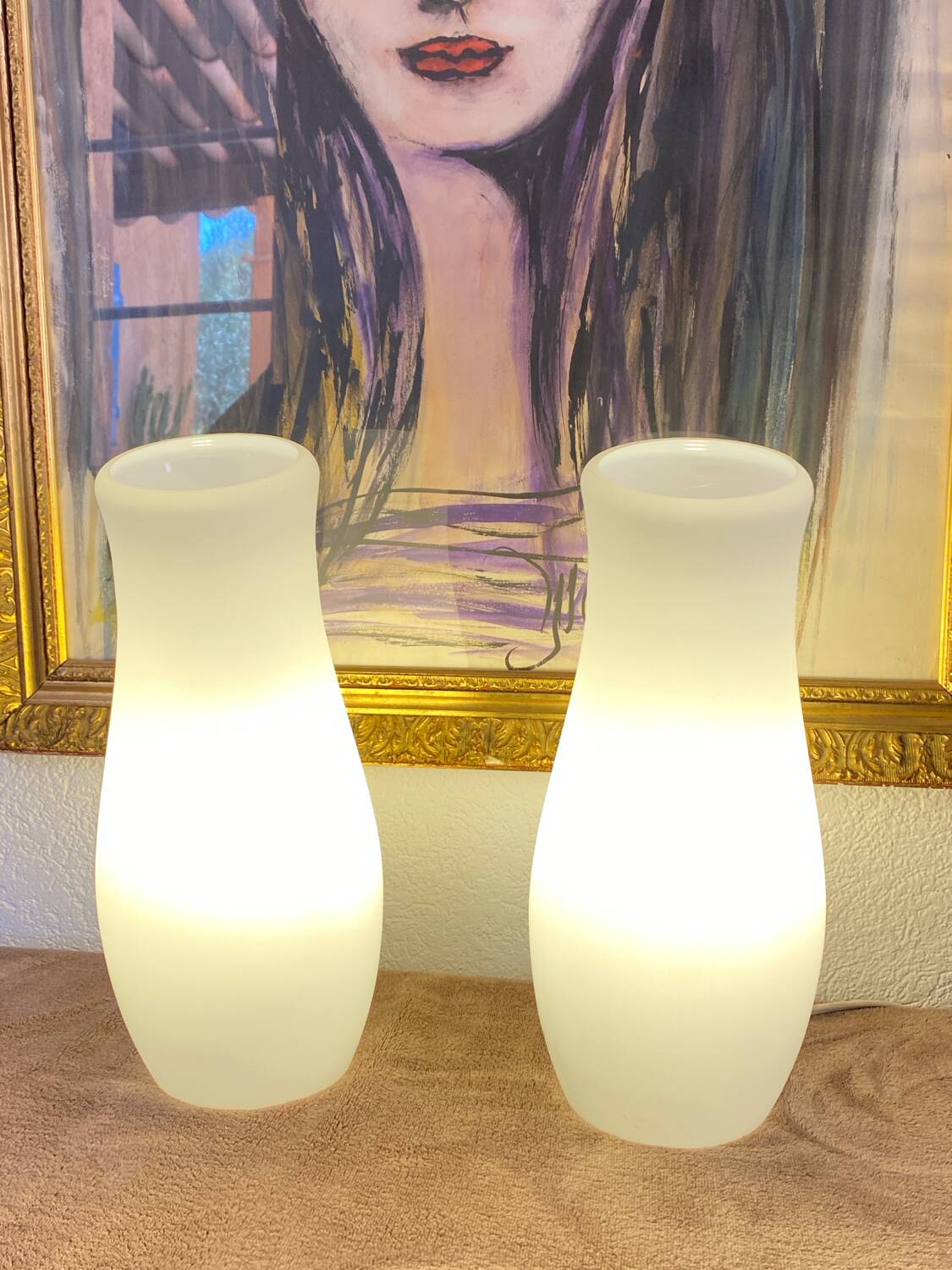Paire de lampes en verre Mylonit Ikea 1990