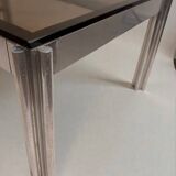 Aluminium coffee table with smoked glass by Georges Ciancimino, 1970.