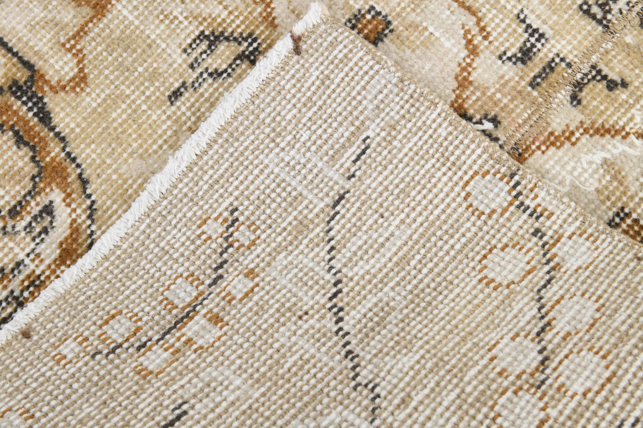 2x10 Beige Brown Floral Turkish Runner Rug, 73x302Cm SK 7009