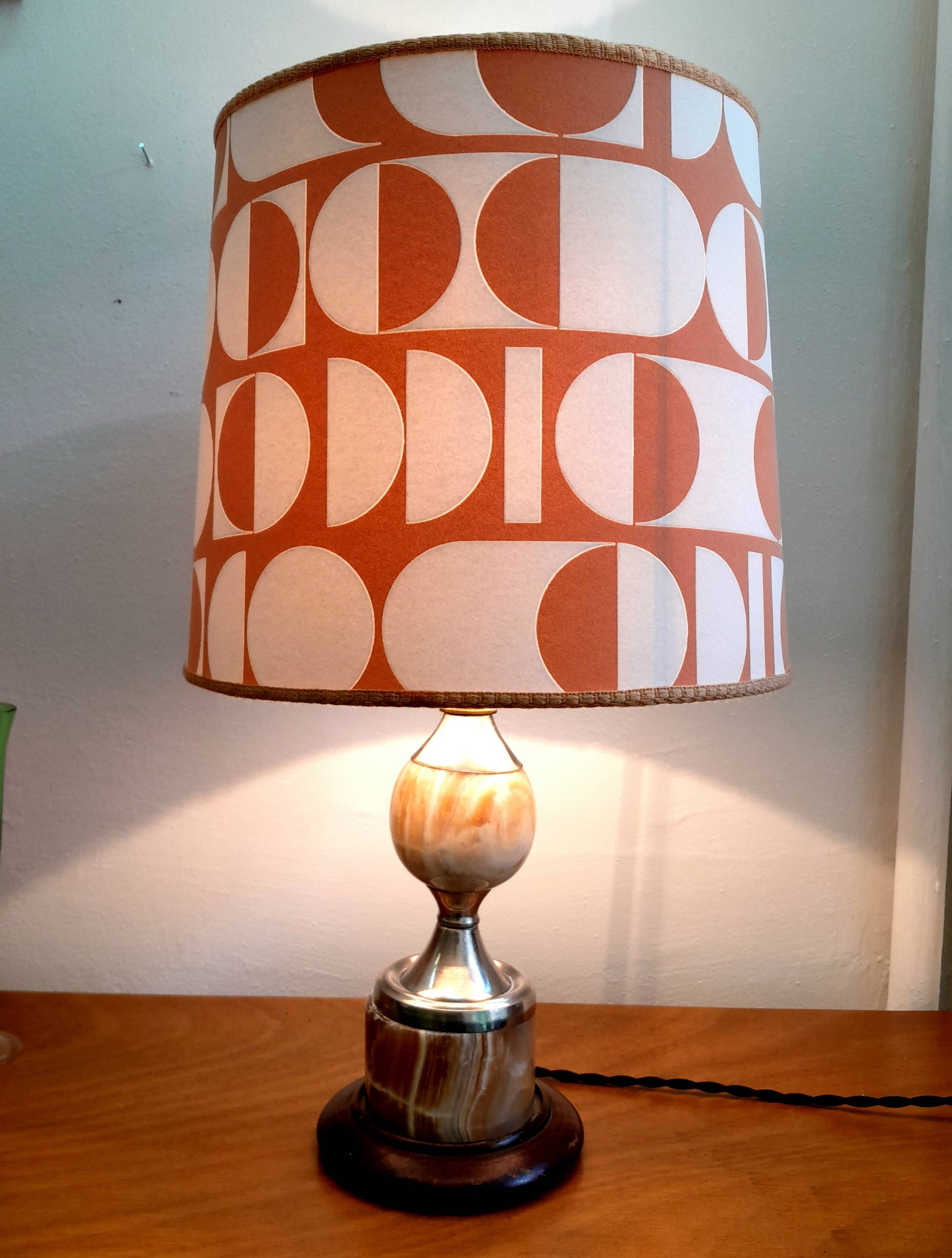 Vintage marble lamp and handmade lampshade