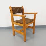 Vintage armchair in pine and fabric from the 80s
