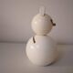 Wooden piggy bank, white cat