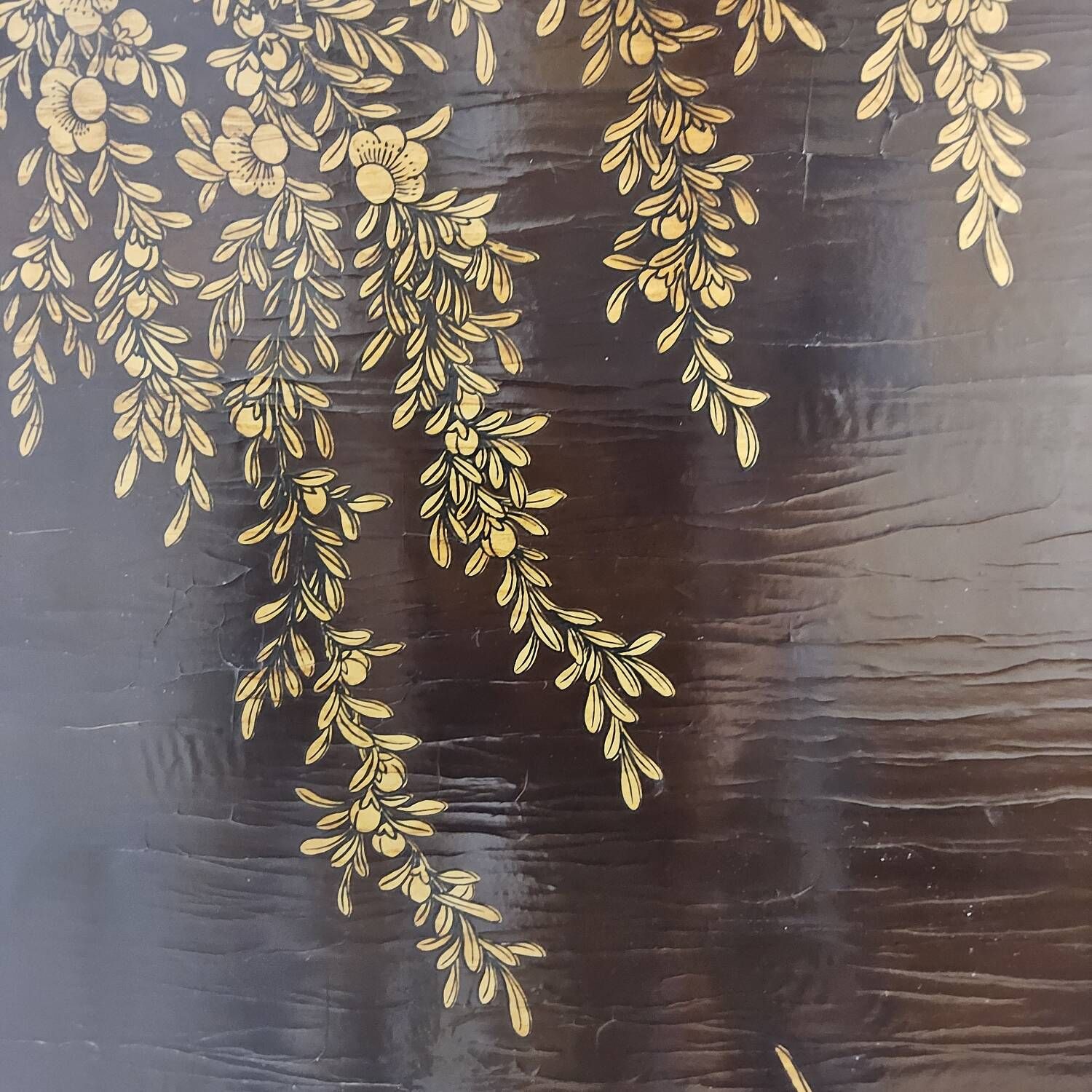 Vintage Chinese cabinet with birds & flowers, red & gold (bohemian)
