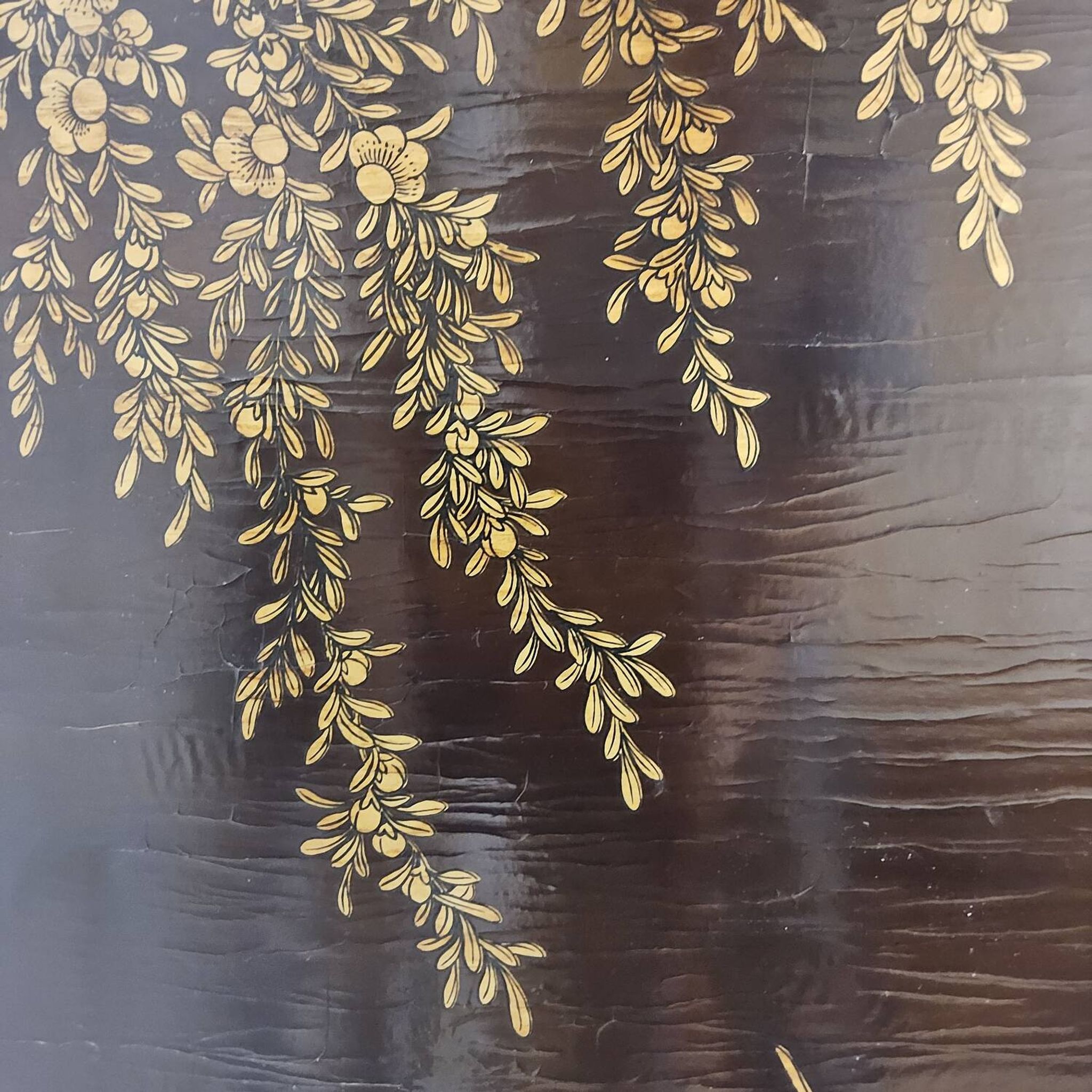 Vintage Chinese cabinet with birds & flowers, red & gold (bohemian)