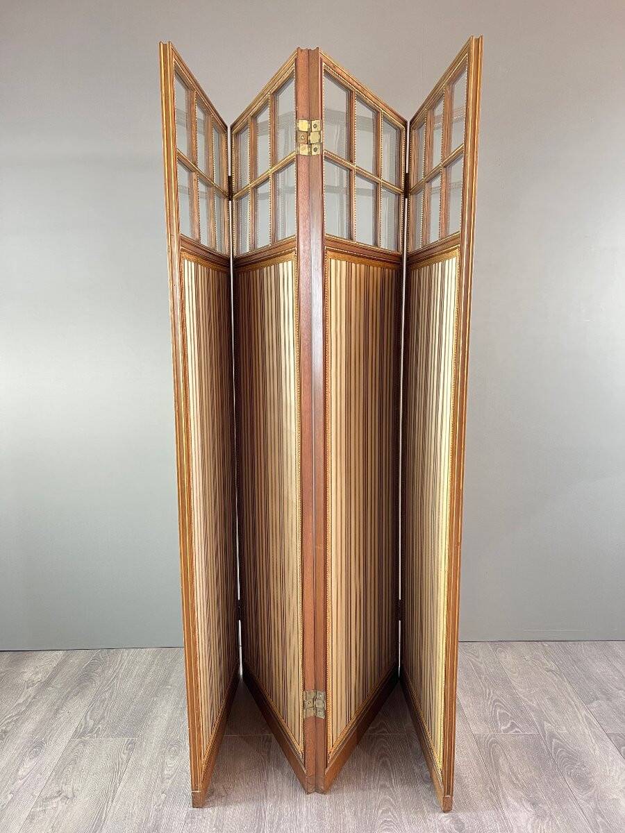 Antique Four-Leaf Screen, 19th Century flag