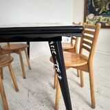 Abstract Painted Dining Table in Black and White, 1953