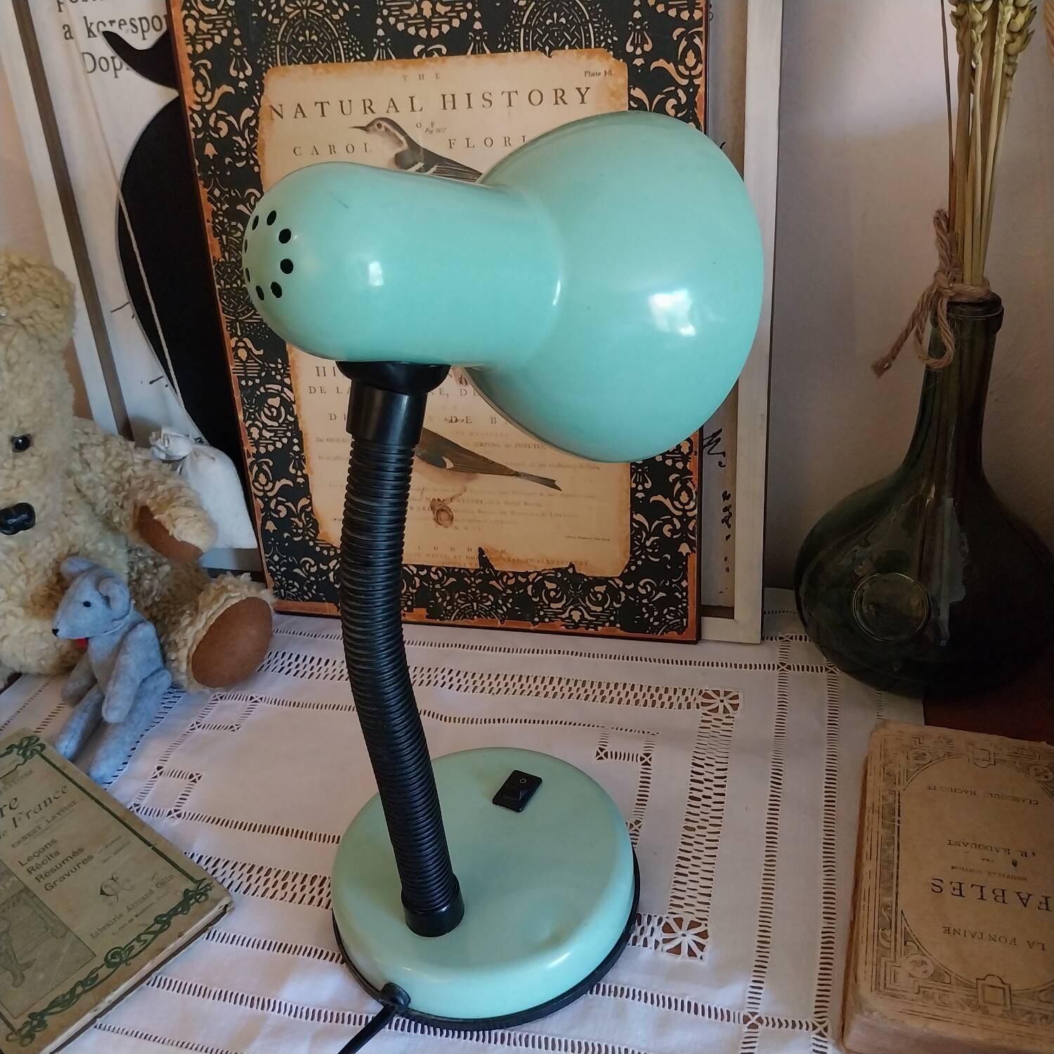 Vintage enamelled metal articulated desk lamp