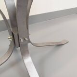 Vintage Rounded Rectangular Oval Coffee Table in Glass and Chromed Metal from the 70s