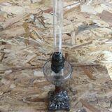 Old kerosene lamp with marble metal pedestal & crystal body + vintage tube