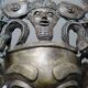 Masque africain en bronze vintage Bamoun, Cameroun