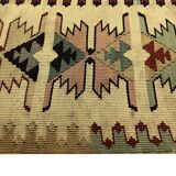 Antique 1900s Burgundy Kilim Rug, Square Wool Flatweave Carpet 143 x 161 cm