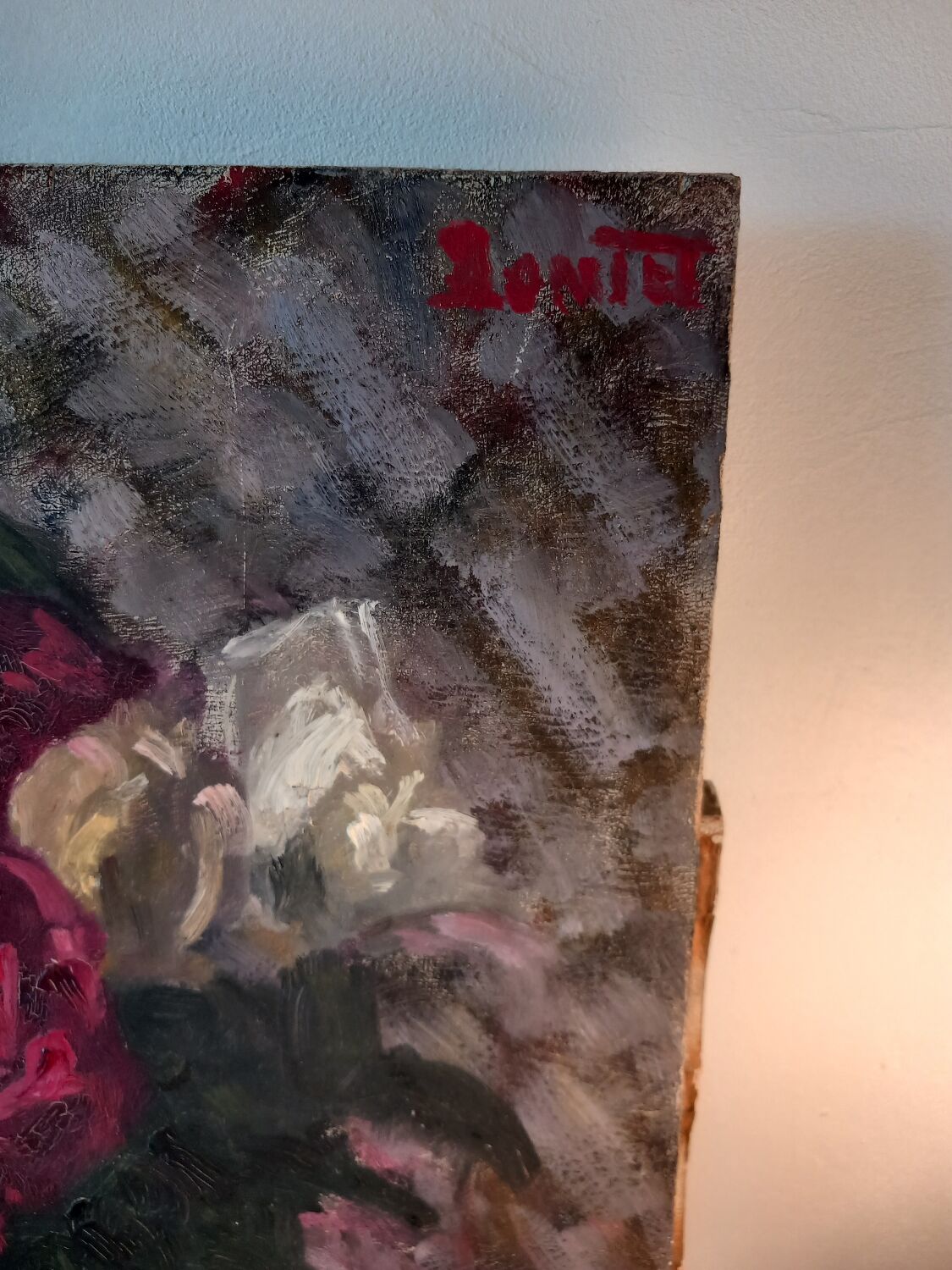 Still life painting with bouquet of roses