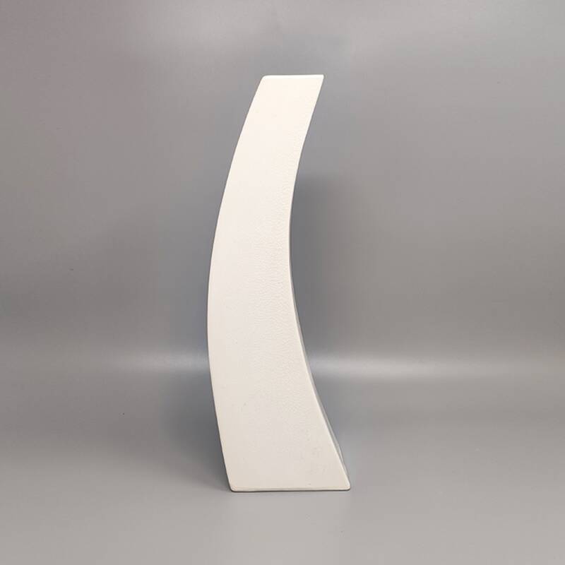 1970s Gorgeous  White Space Age Vase in Ceramic by Franco Pozzi. Made in Italy