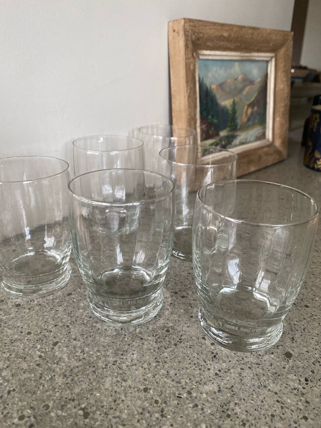 6 antique faceted glasses