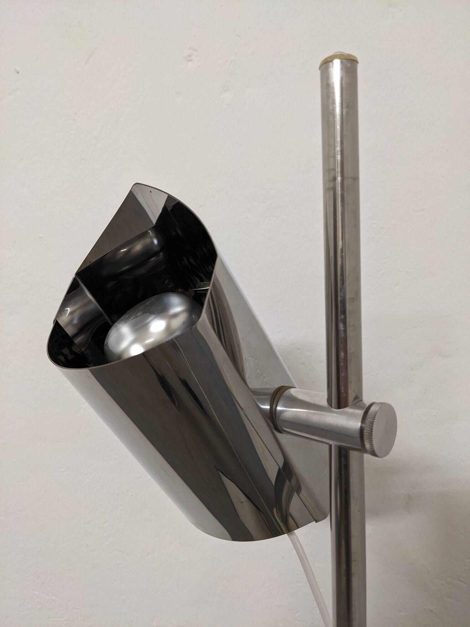 Space Age floor lamp with 2 chrome metal spotlights from the 60s/70s