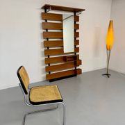 Scandinavian design teak wall unit with entrance door from the 70s