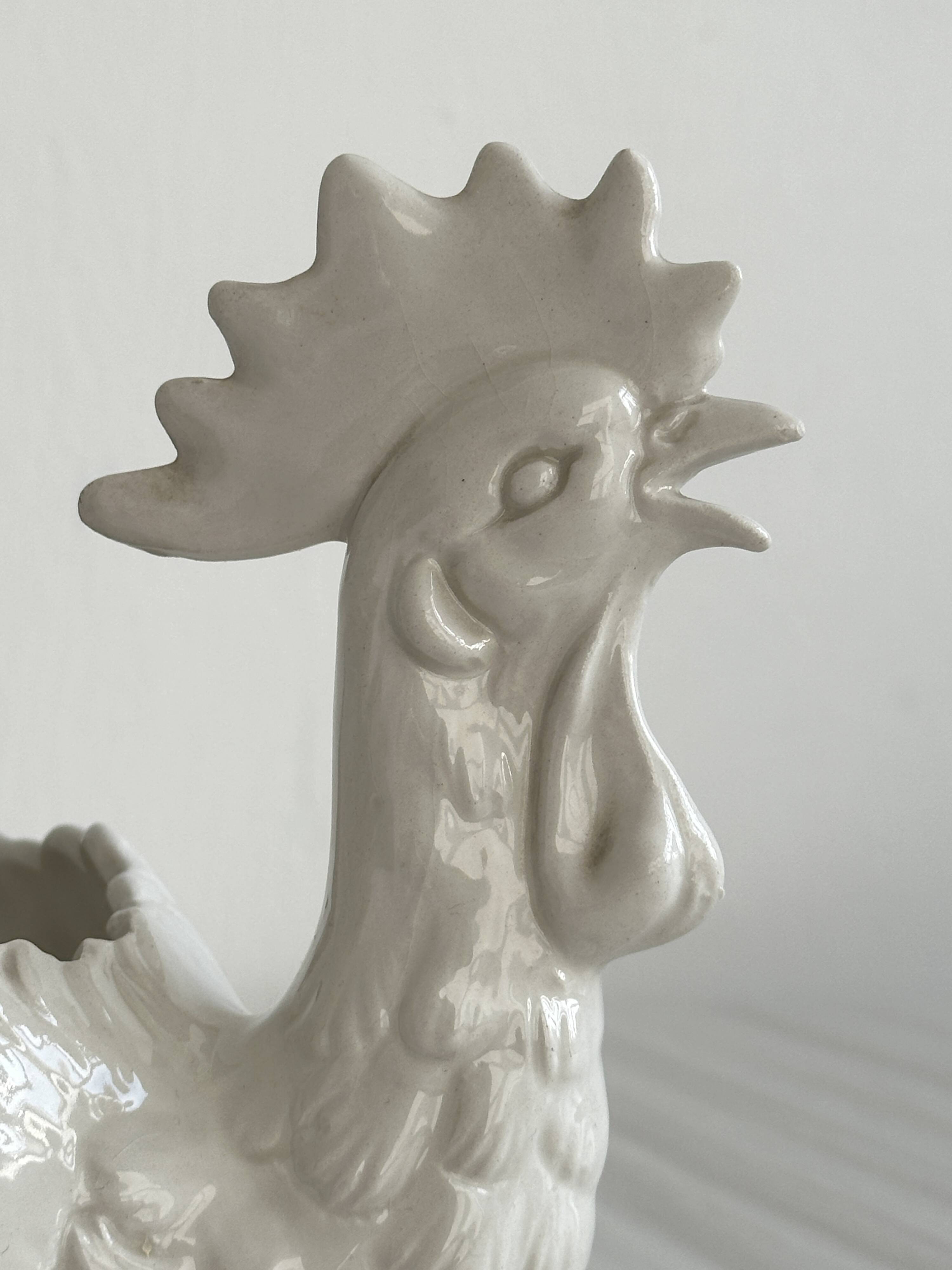 Pottery ceramic rooster - dish.