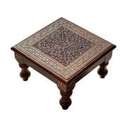 Table basse Chowki artisanal en bois de Sesham 15 x 15 po