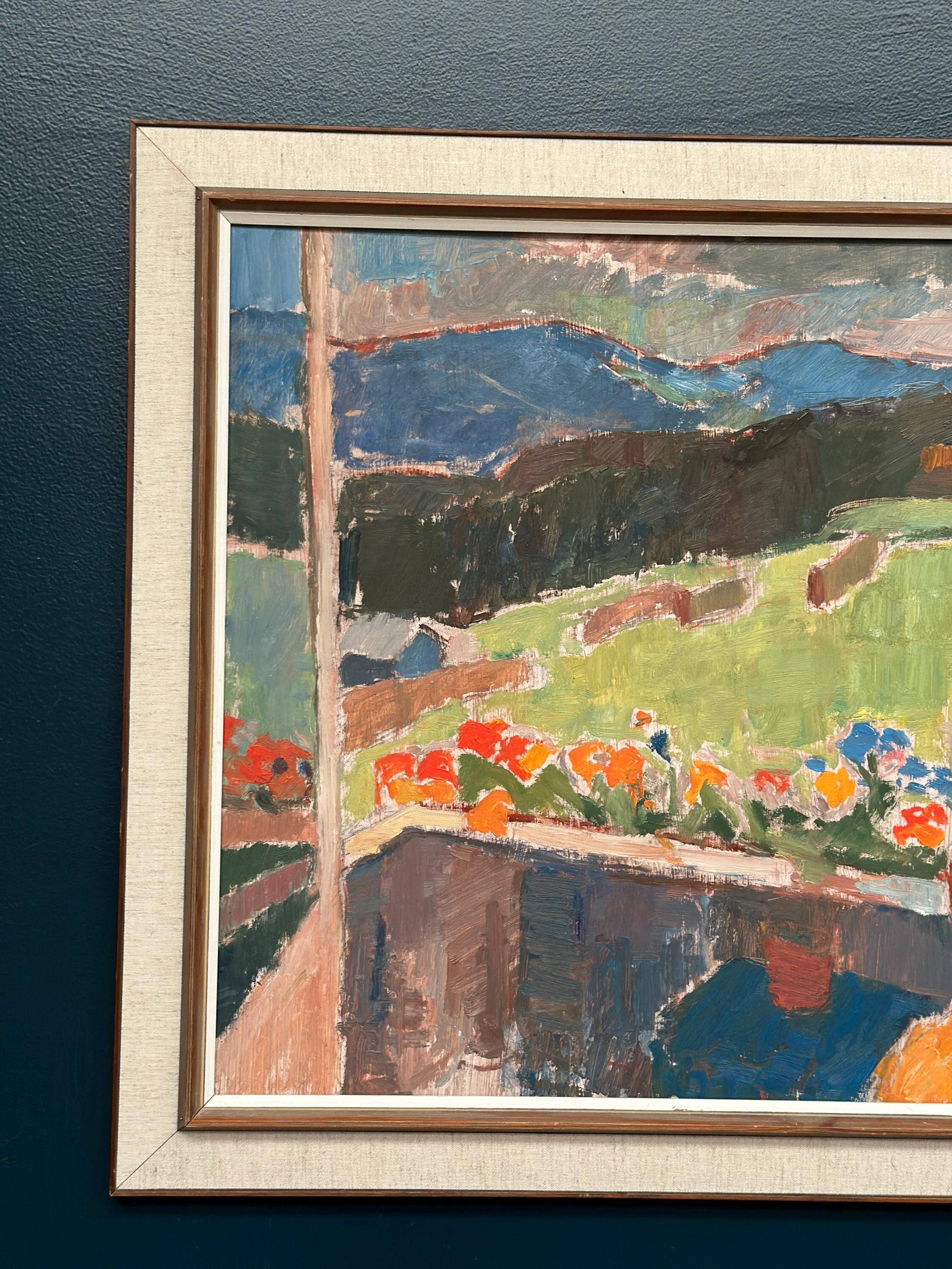 Swedish Oil on Panel – “Balcony View” by John Hedman