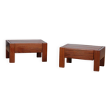 Paire de tables de chevet en orme pour Maison Regain, 1970