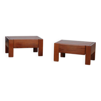 Paire de tables de chevet en orme pour Maison Regain, 1970