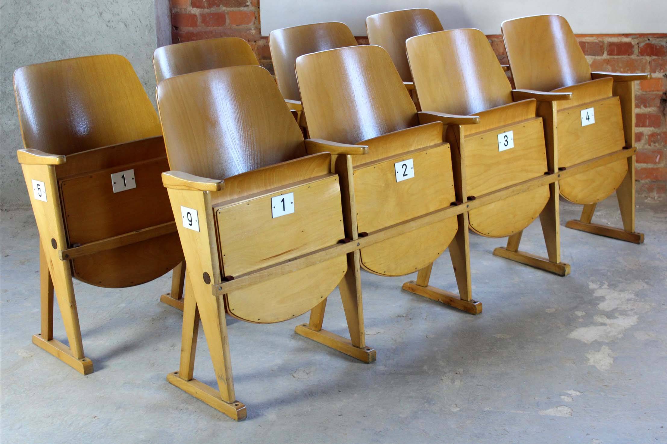Chaises de cinéma vintage de Ton, années 1960, ensemble de 13