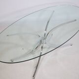 Coffee Table Chrome Spider Legs and Glass 1970s Italy