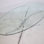 Table basse pieds araignée chromés et verre années 1970 Italie