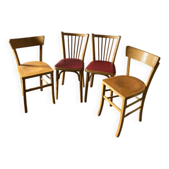 Set of 4 mismatched bistro chairs