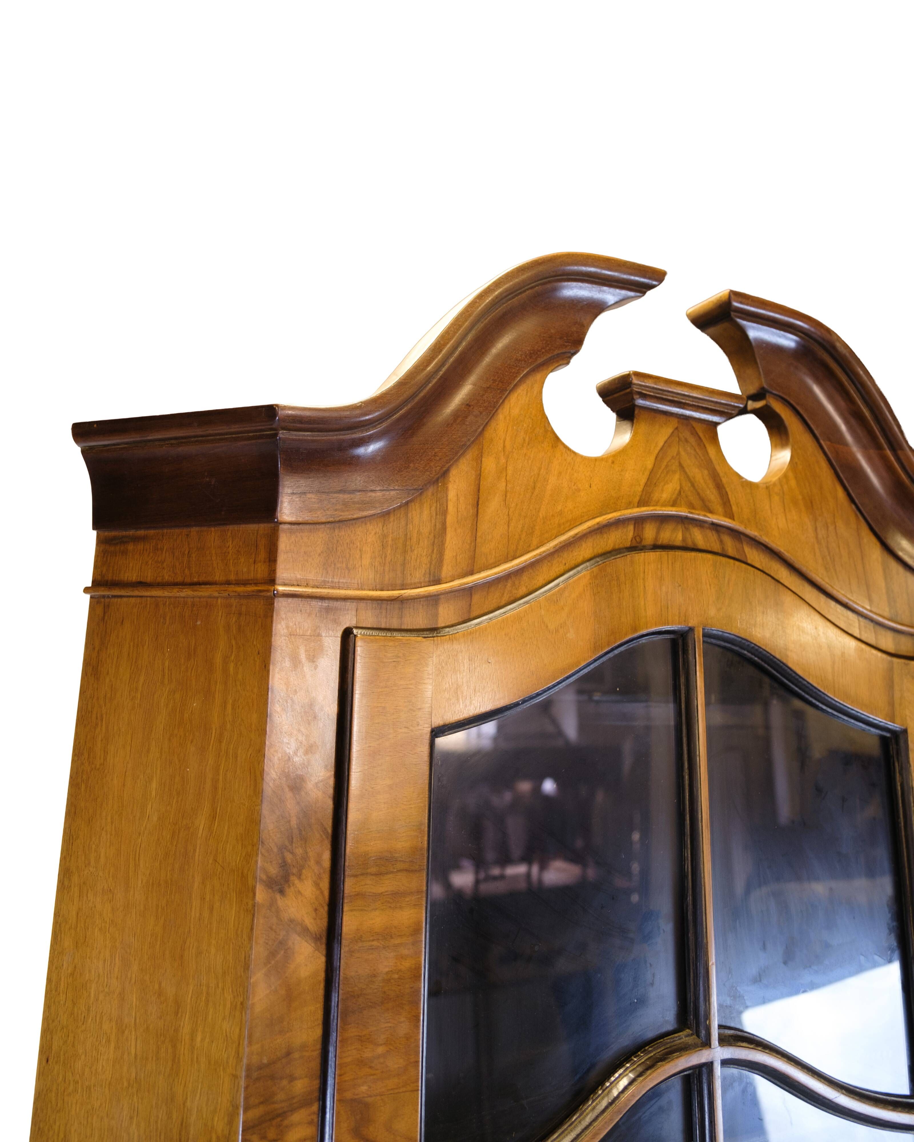 Antique display case/corner cabinet - Baroque style - walnut - glass door with bars - circa 1900